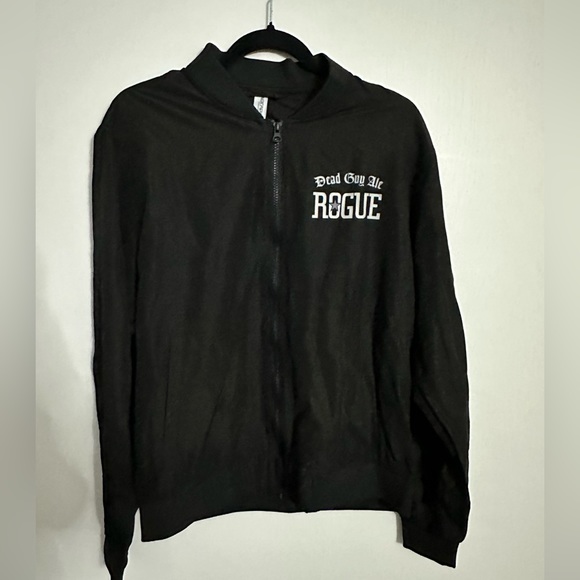 Rogue Black Bomber Jacket with Skeleton on Back - Picture 1 of 4